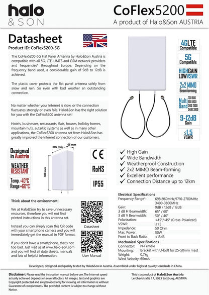 CoFlex5200-5G MIMO Panel Richtantenne 20dBi - Halo&Son Austria